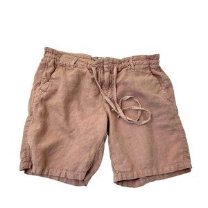 Level 99 100% Linen Utility Shorts Drawstring Pockets Breathable Pink size 27